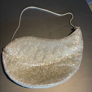 Elegant Silver Beaded leaf Bag
